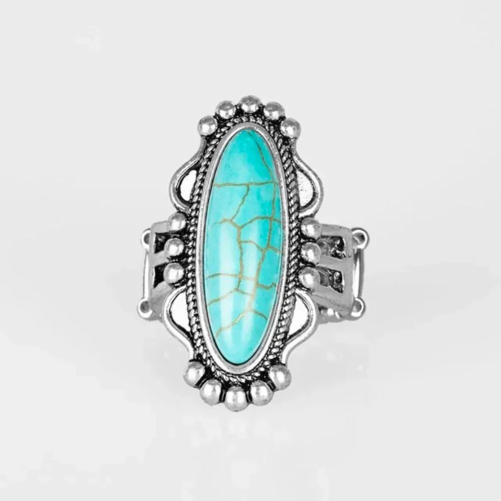 Paparazzi Jewelry Accessories - Leave No Trace - Blue Ring - Vintage - Picture 2 of 4